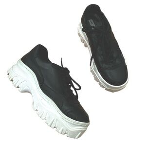 Y2K Bronx Black Leather Platform Sneakers